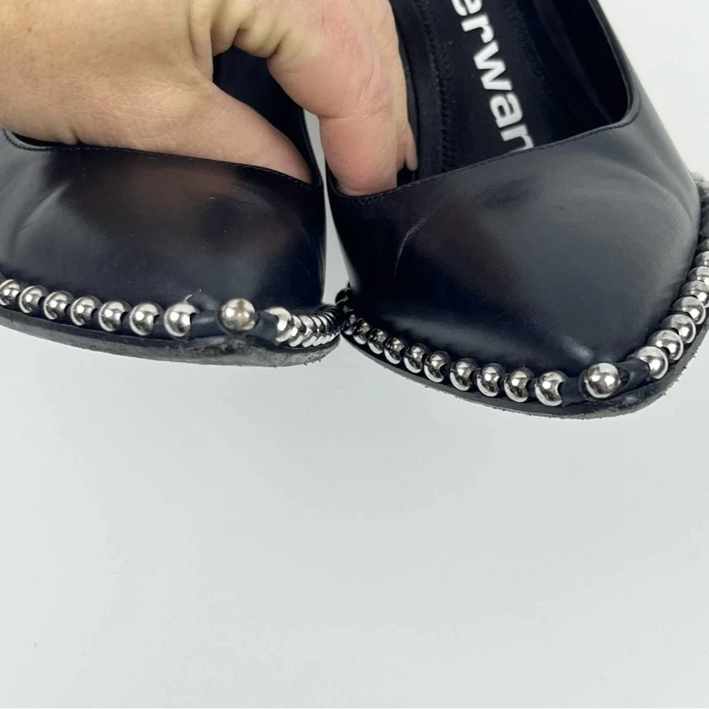 Alexander Wang Studded Black Pumps Pointed Toe Heel Leather Rie SZ 35 US 5 - Picture 5 of 13
